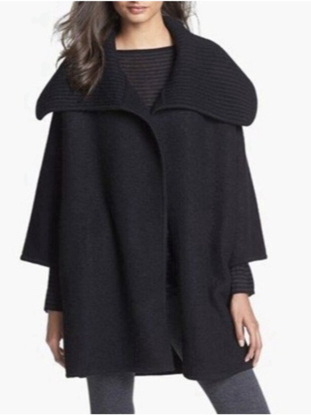 Vince Wool Shawl Collar Car Coat Small Black
